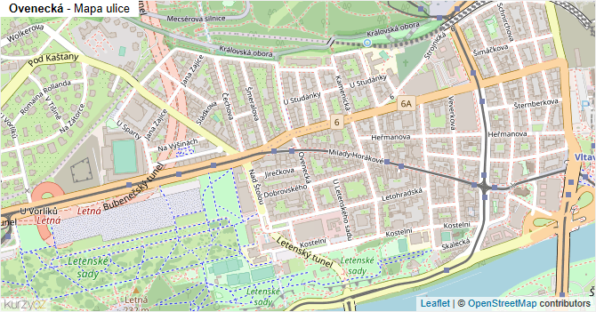Ovenecká - mapa ulice