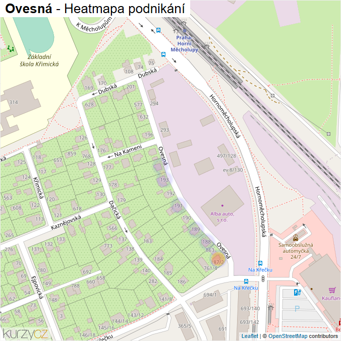 Mapa Ovesná - Firmy v ulici.