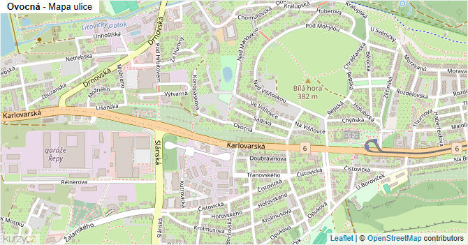 Ovocná - mapa ulice
