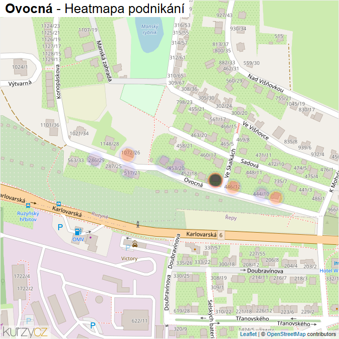Mapa Ovocná - Firmy v ulici.