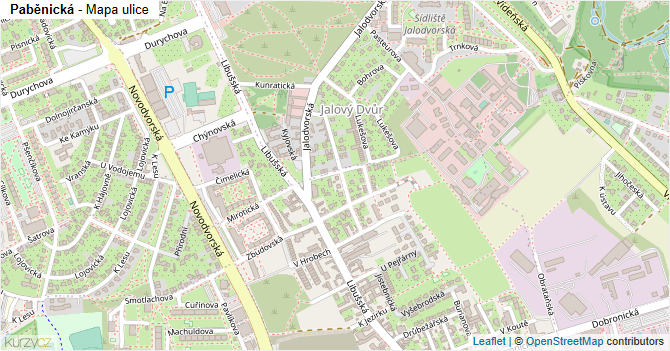 Paběnická - mapa ulice