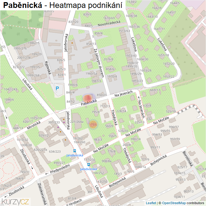 Mapa Paběnická - Firmy v ulici.