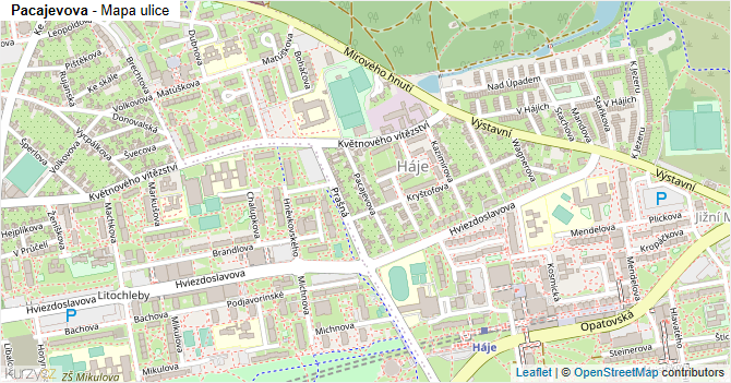 Pacajevova - mapa ulice