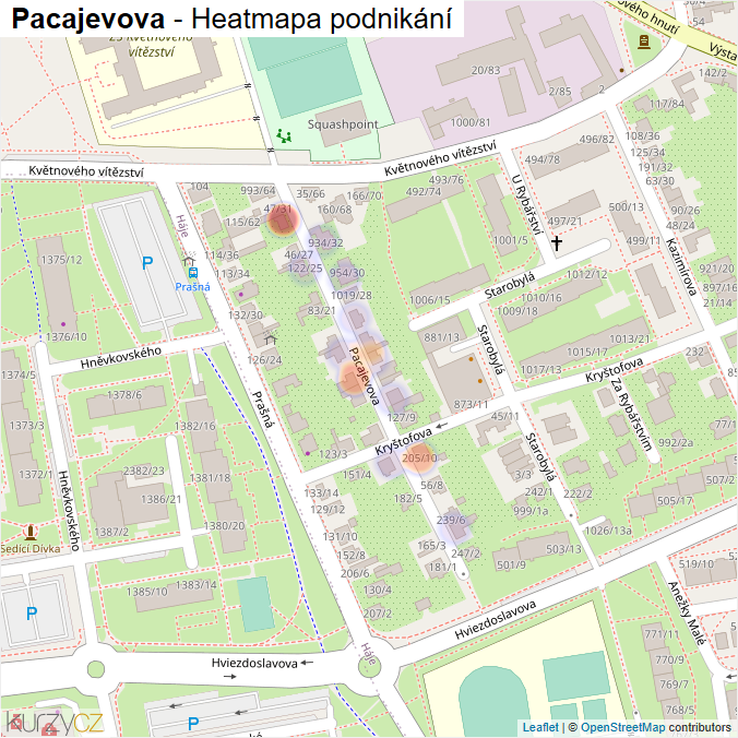 Mapa Pacajevova - Firmy v ulici.