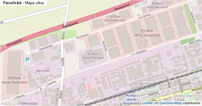 Paceřická - mapa ulice