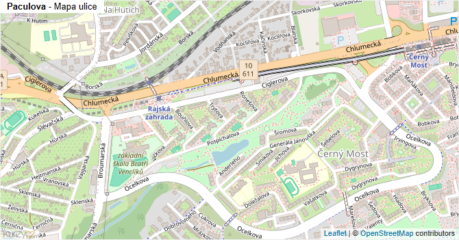 Paculova - mapa ulice