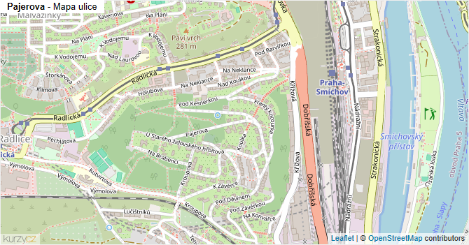 Pajerova - mapa ulice
