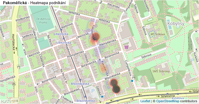 Pakoměřická - mapa podnikání