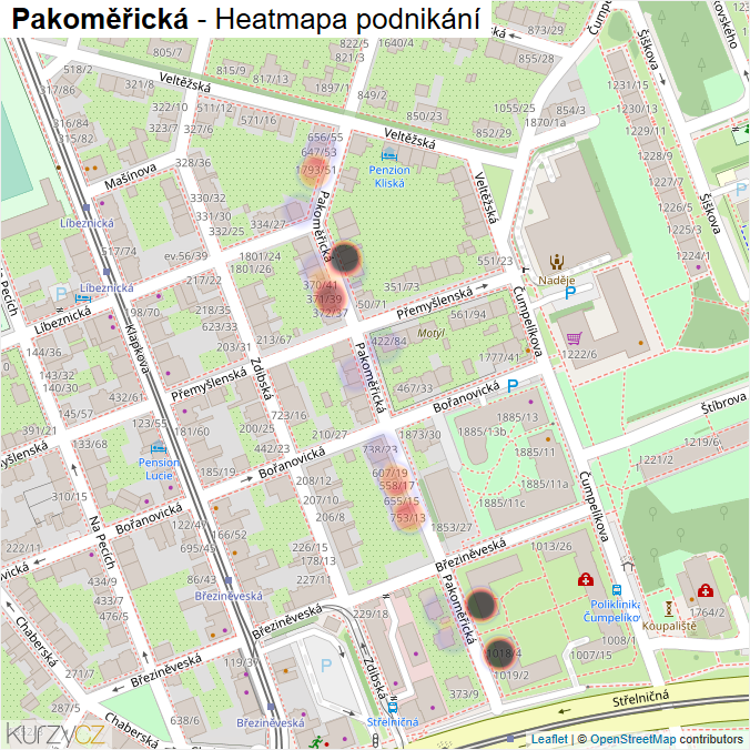 Mapa Pakoměřická - Firmy v ulici.