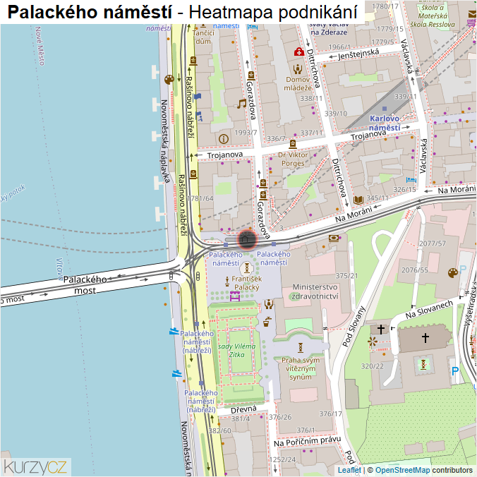 Mapa Palackého náměstí - Firmy v ulici.