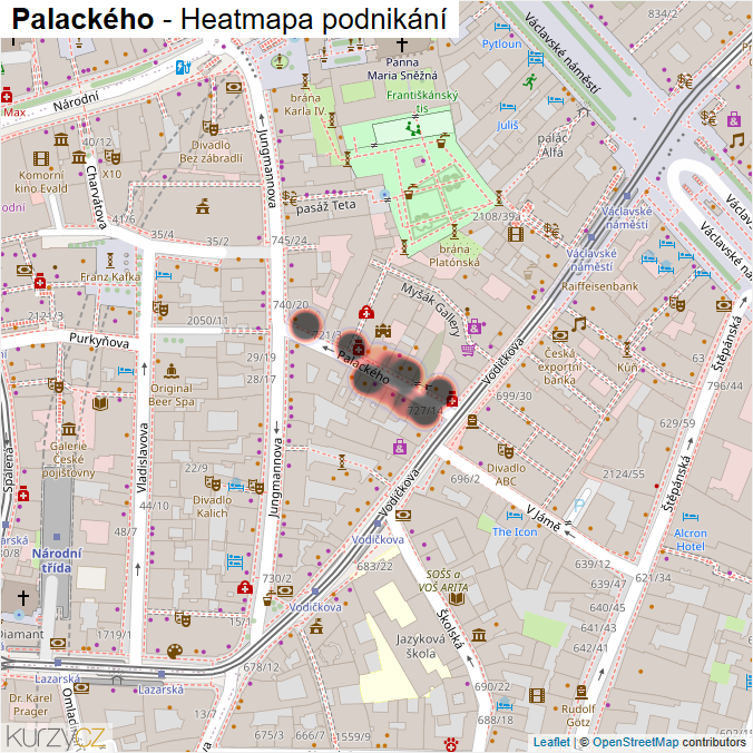 Mapa Palackého - Firmy v ulici.