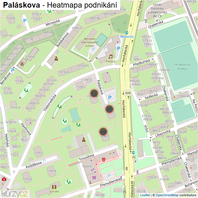 Mapa Paláskova - Firmy v ulici.