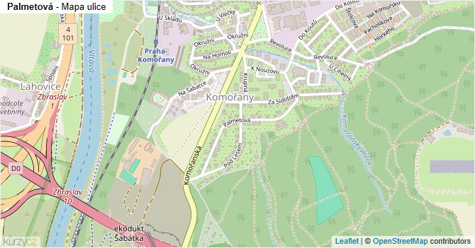 Palmetová - mapa ulice
