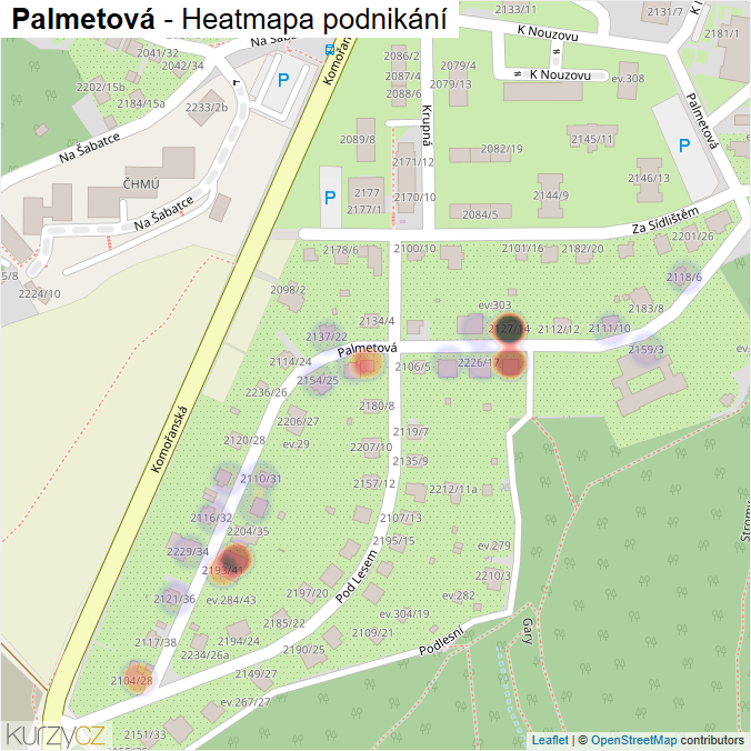Mapa Palmetová - Firmy v ulici.