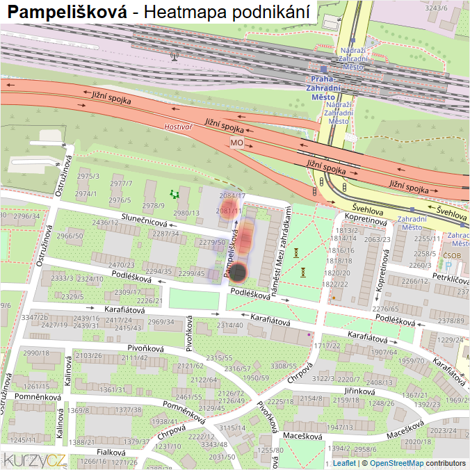Mapa Pampelišková - Firmy v ulici.
