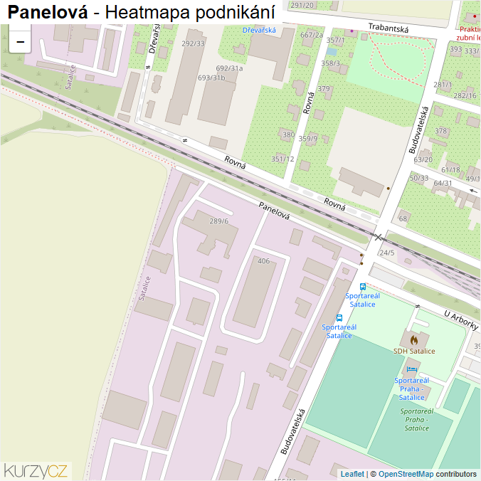 Mapa Panelová - Firmy v ulici.