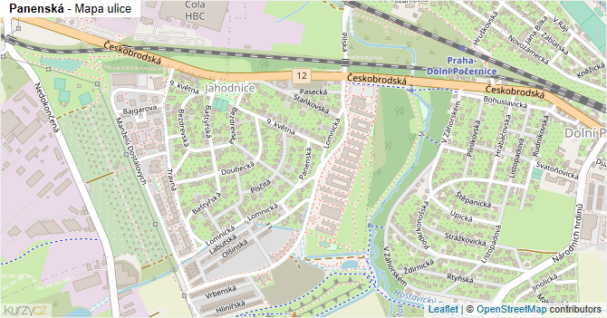 Panenská - mapa ulice