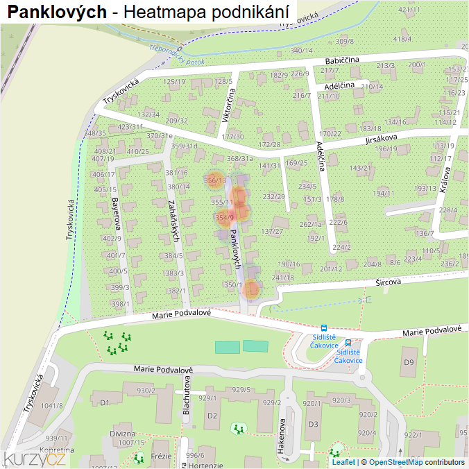 Mapa Panklových - Firmy v ulici.