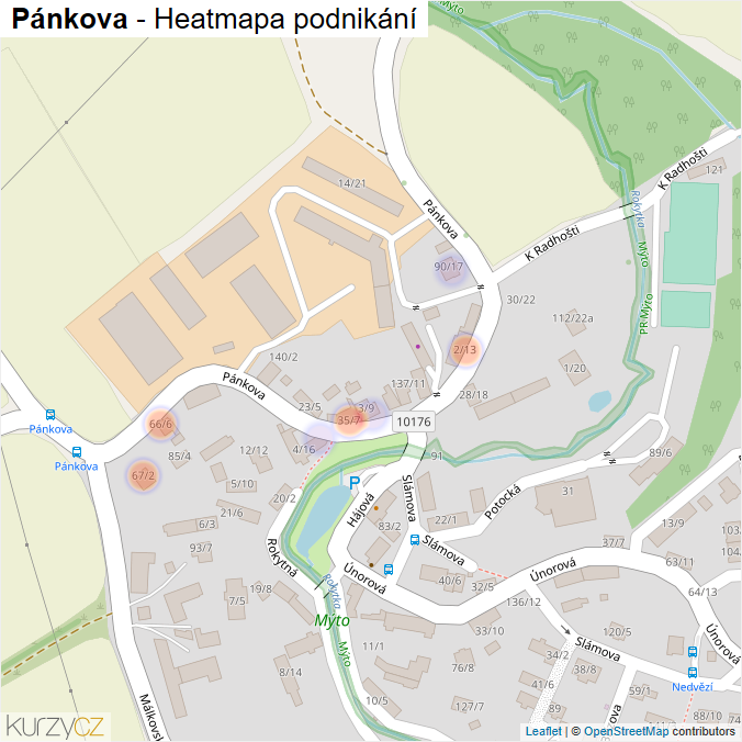 Mapa Pánkova - Firmy v ulici.