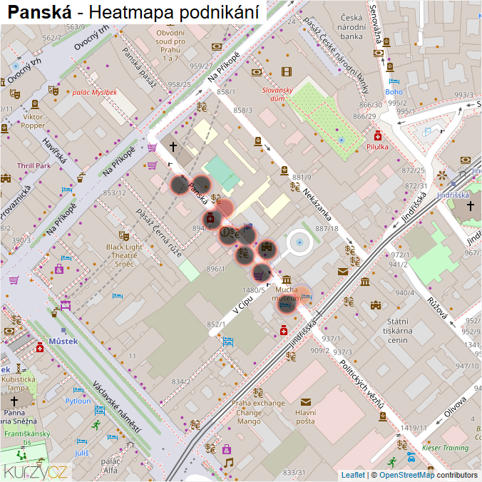 Mapa Panská - Firmy v ulici.