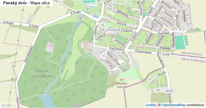 Panský dvůr - mapa ulice