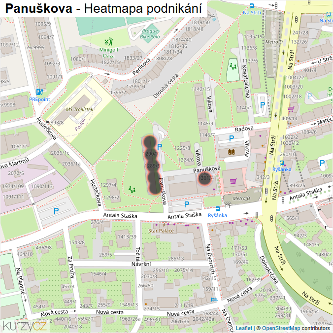 Mapa Panuškova - Firmy v ulici.