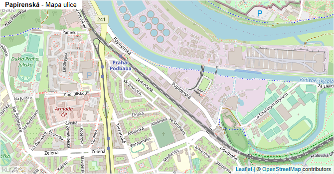 Papírenská - mapa ulice