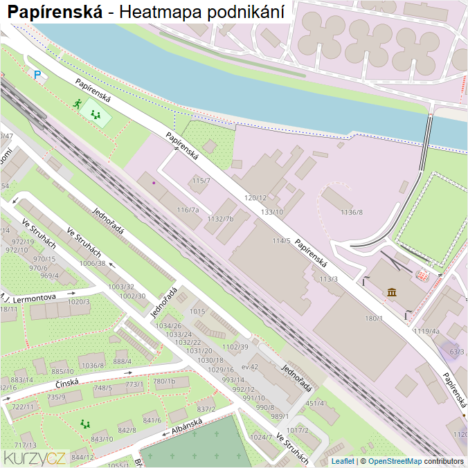 Mapa Papírenská - Firmy v ulici.