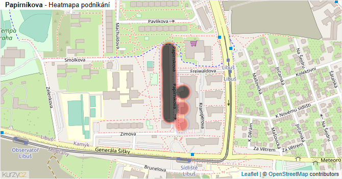 Papírníkova - mapa podnikání