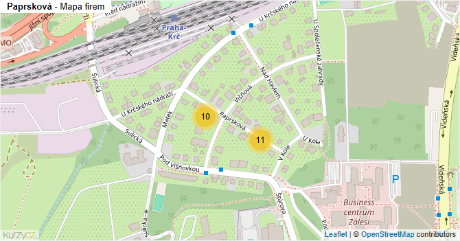 Paprsková - mapa firem
