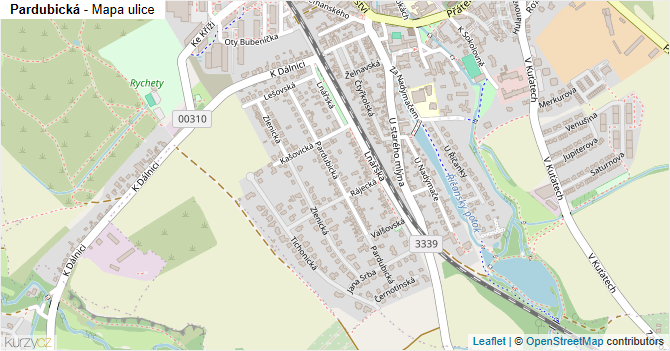 Pardubická - mapa ulice