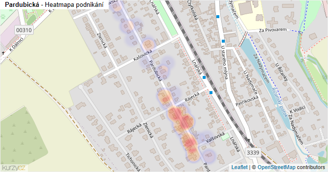 Pardubická - mapa podnikání