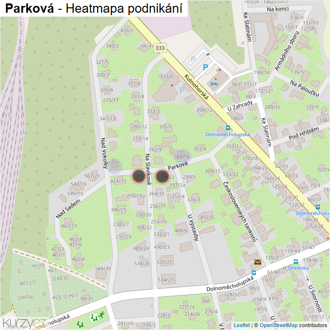 Mapa Parková - Firmy v ulici.