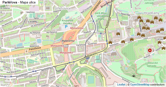 Parléřova - mapa ulice