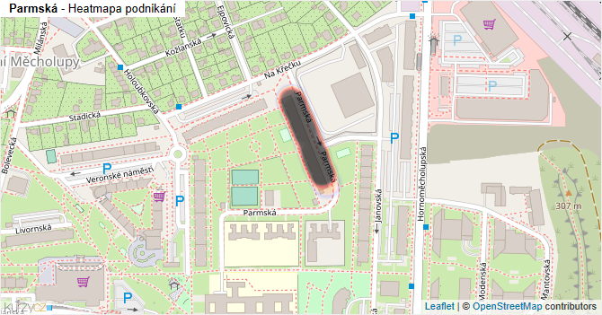 Parmská - mapa podnikání