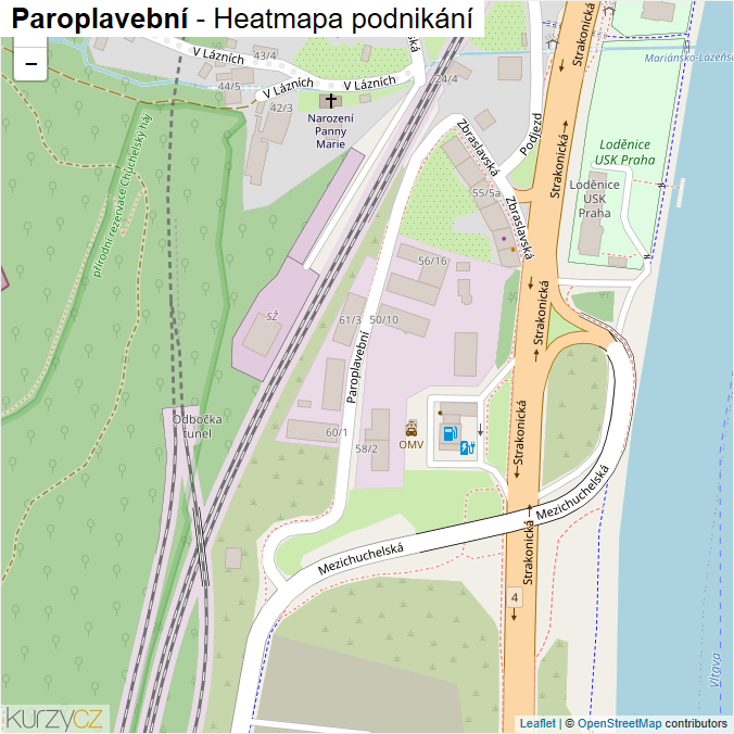 Mapa Paroplavební - Firmy v ulici.