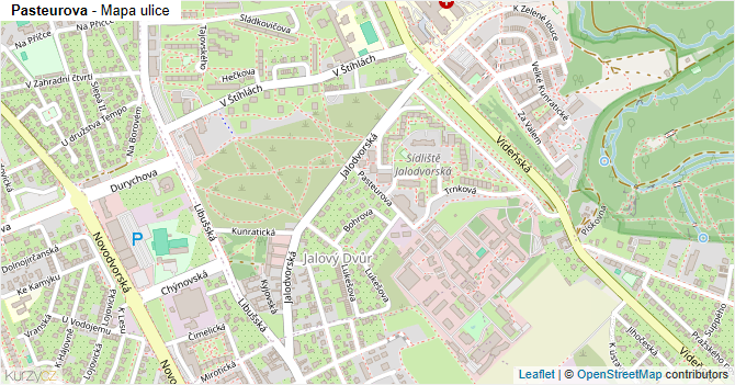 Pasteurova - mapa ulice