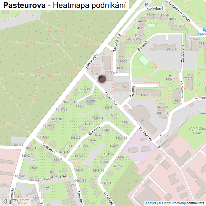 Mapa Pasteurova - Firmy v ulici.