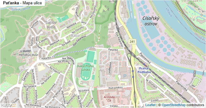 Paťanka - mapa ulice