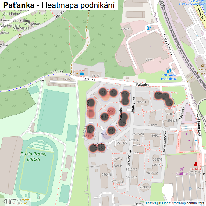 Mapa Paťanka - Firmy v ulici.