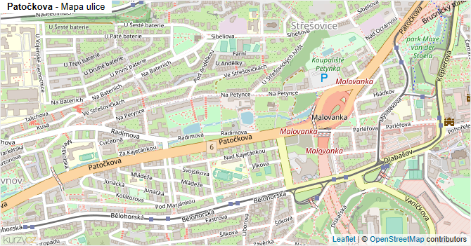 Patočkova - mapa ulice