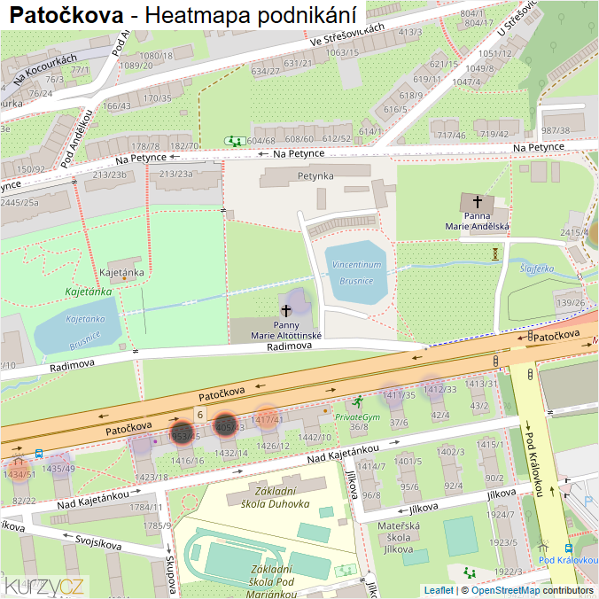 Mapa Patočkova - Firmy v ulici.