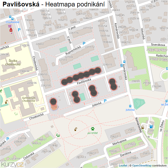 Mapa Pavlišovská - Firmy v ulici.