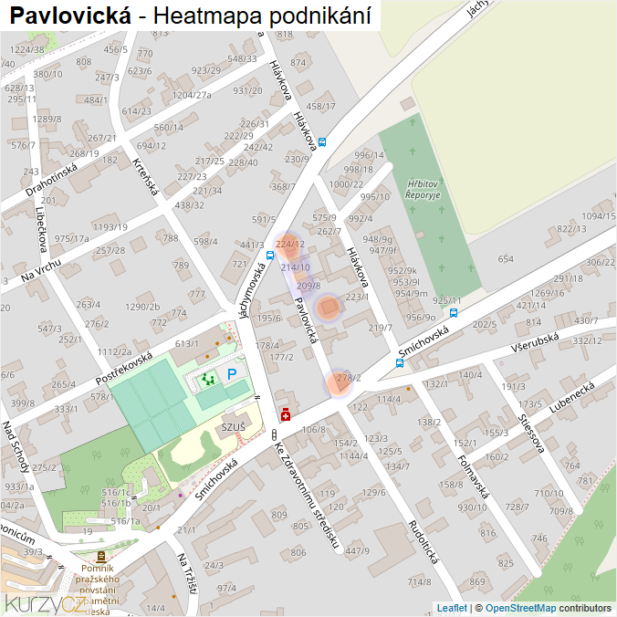 Mapa Pavlovická - Firmy v ulici.