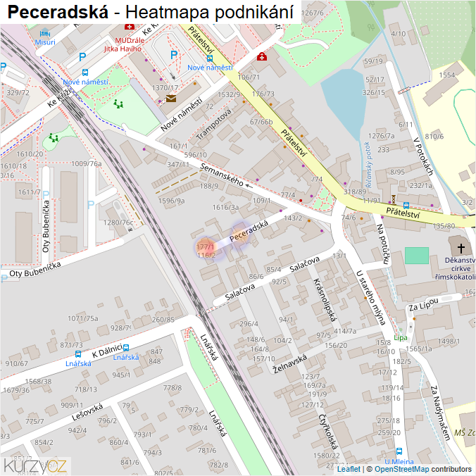 Mapa Peceradská - Firmy v ulici.