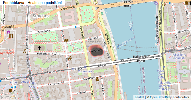 Pecháčkova - mapa podnikání