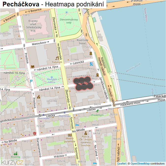 Mapa Pecháčkova - Firmy v ulici.