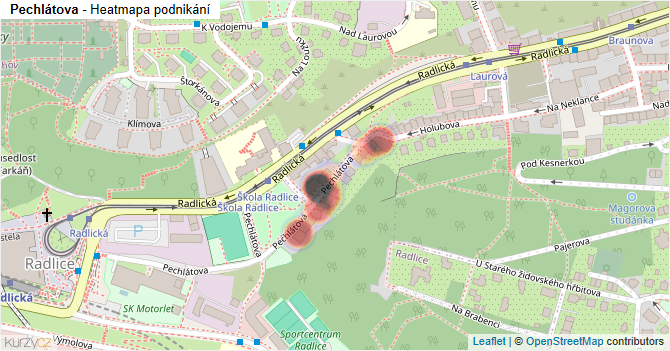Pechlátova - mapa podnikání