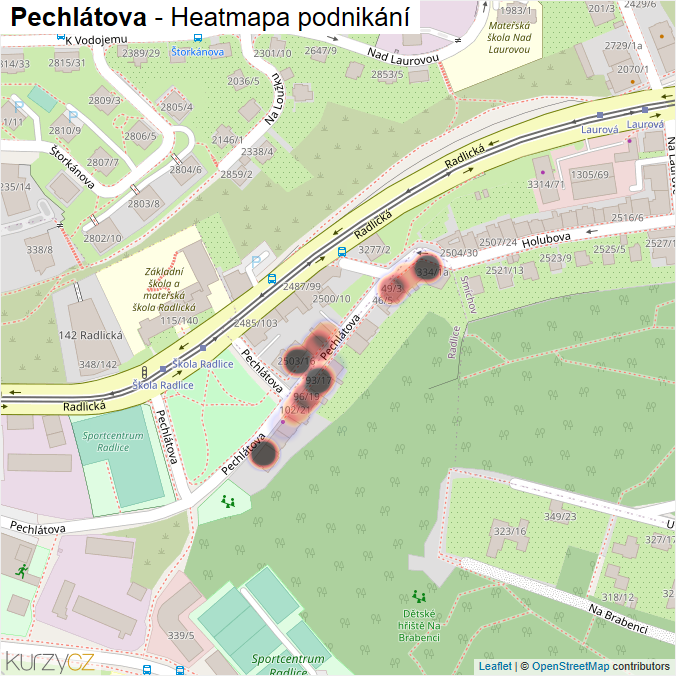 Mapa Pechlátova - Firmy v ulici.