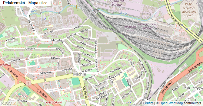 Pekárenská - mapa ulice